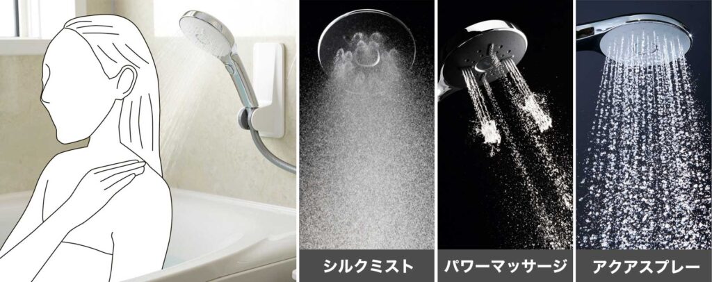 エコアクアシャワーSPA|3つの吐水モードを切り替え