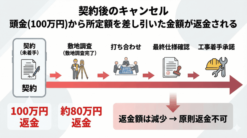 一条工務店｜解約タイミングと返金される金額の目安